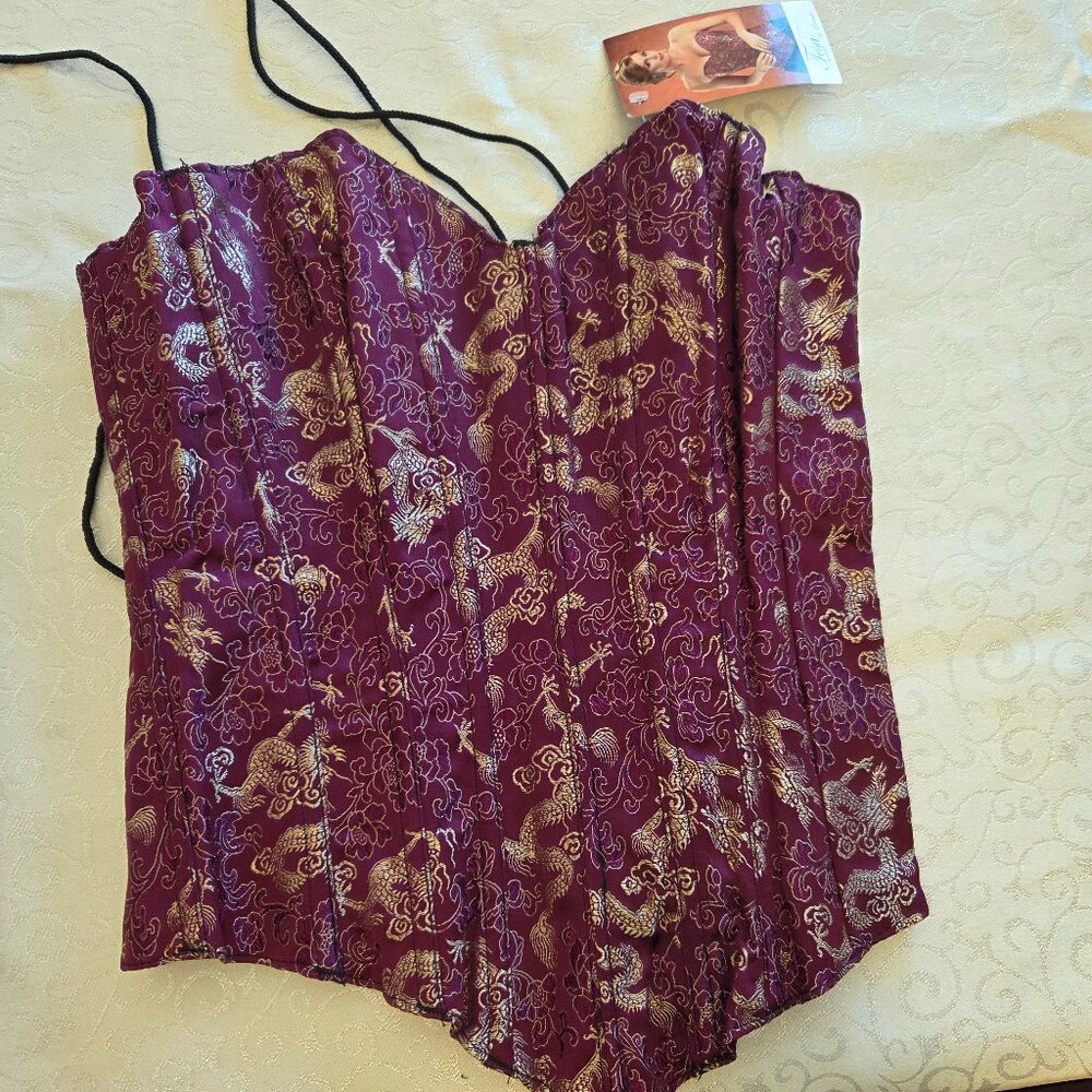 New burgundy corset, size 34